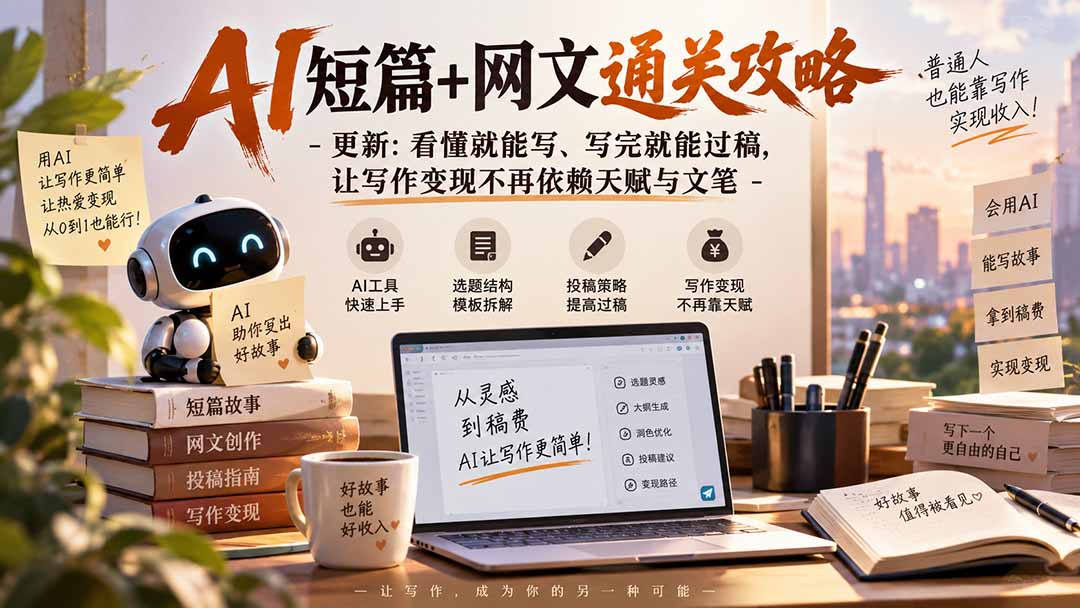 AI短篇+网文通关攻略-更新0921:看懂就能写、写完就能过稿,让写作变现不再依赖天赋与文笔-91副业网