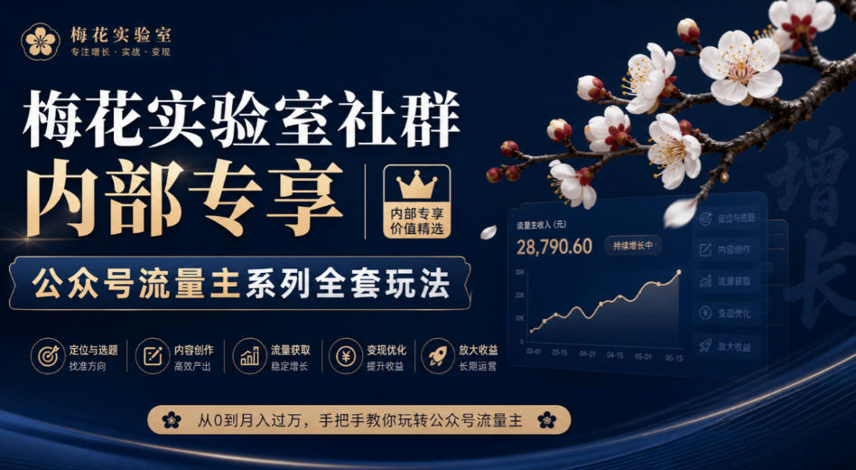 梅花实验室社群内部专享-公众号流量主系列全套玩法-91副业网