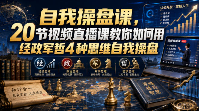 【无水印】自我操盘课,20节视频直播课教你如何用经政军哲4种思维自我操盘(更新0924)-91副业网