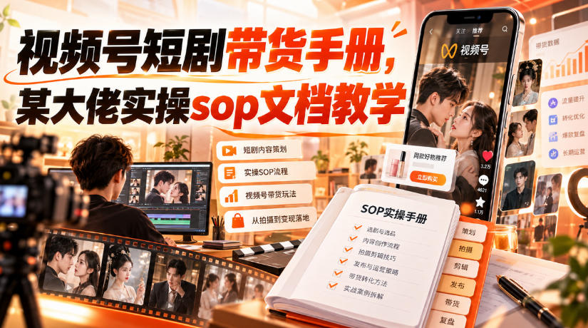 视频号短剧带货手册，某大佬实操sop文档教学-91副业网