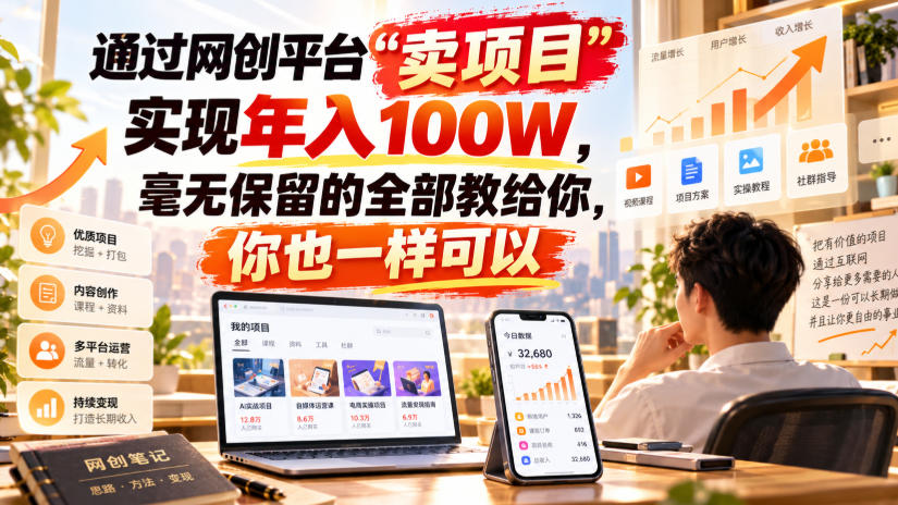 通过网创平台“卖项目”实现年入100W，毫无保留的全部教给你，你也一样可以！【揭秘】-91副业网