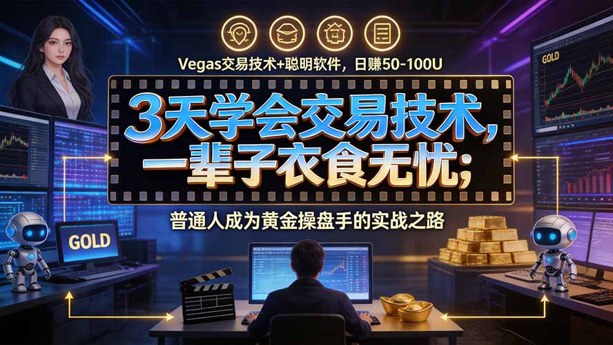 3天学会做交易，普通人快速成为操盘手” Vegas交易系统+聪明软件 ， 日赚50-1000U， 长期稳定，小白轻松上手-91副业网