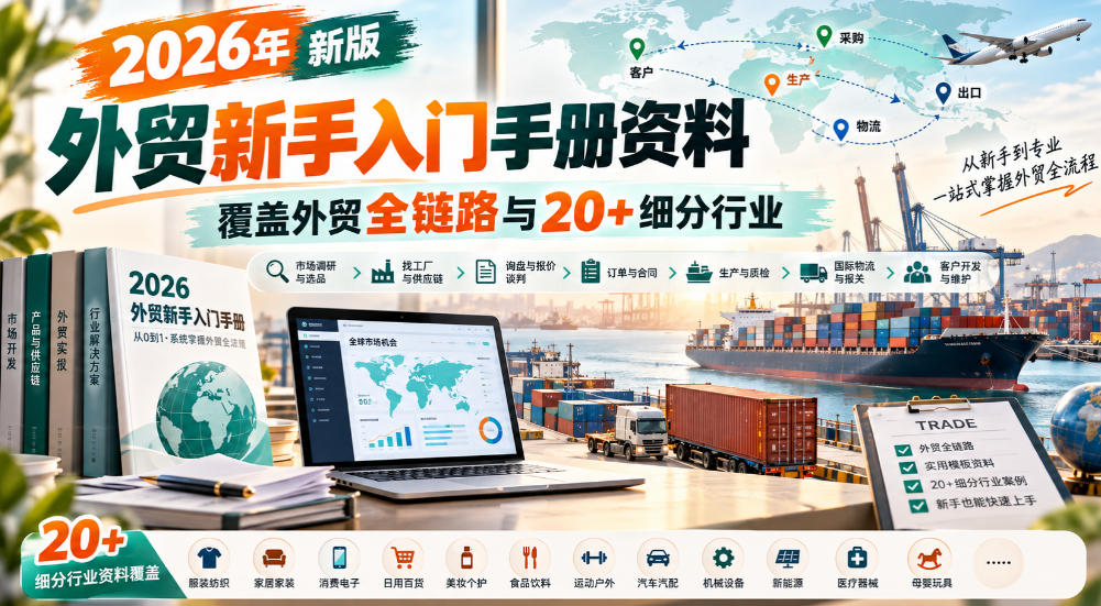 2026年新版外贸新手入门手册资料，覆盖外贸全链路与20+细分行业-91副业网