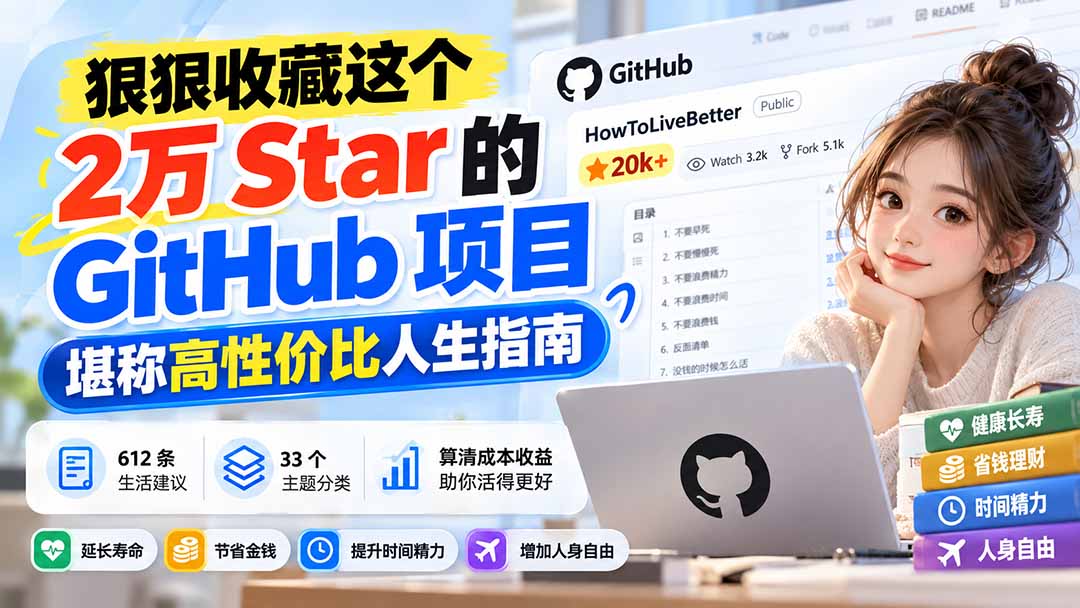 狠狠收藏这个 2 万 Star 的 GitHub 项目，堪称高性价比人生指南。-91副业网