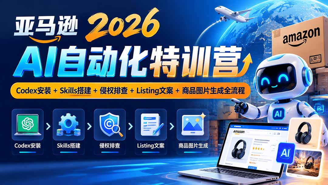 亚马逊2026AI自动化-10月特训营：Codex安装+Skills搭建+侵权排查+Listing文案+商品图片生成全流程-91副业网