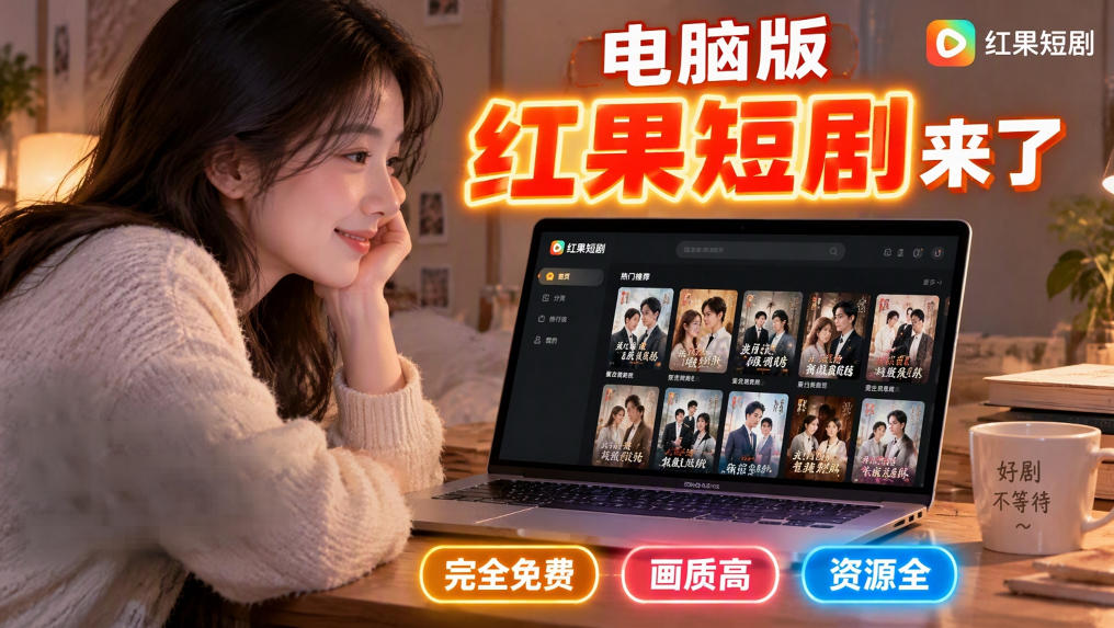 手机看短剧费眼？电脑版红果短剧来了，完全免费、画质高、资源全-91副业网