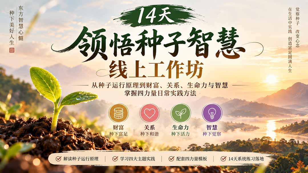 14天领悟种子智慧线上工作坊｜从种子运行原理到财富、关系、生命力与智慧，掌握四力量日常实践方法-91副业网