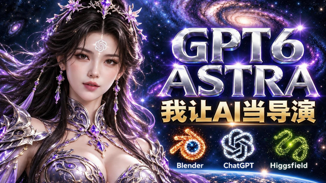 让GPT-6 Astra当导演！Higgsfield和Blender实战打造30秒玄幻精准运镜短片！-91副业网