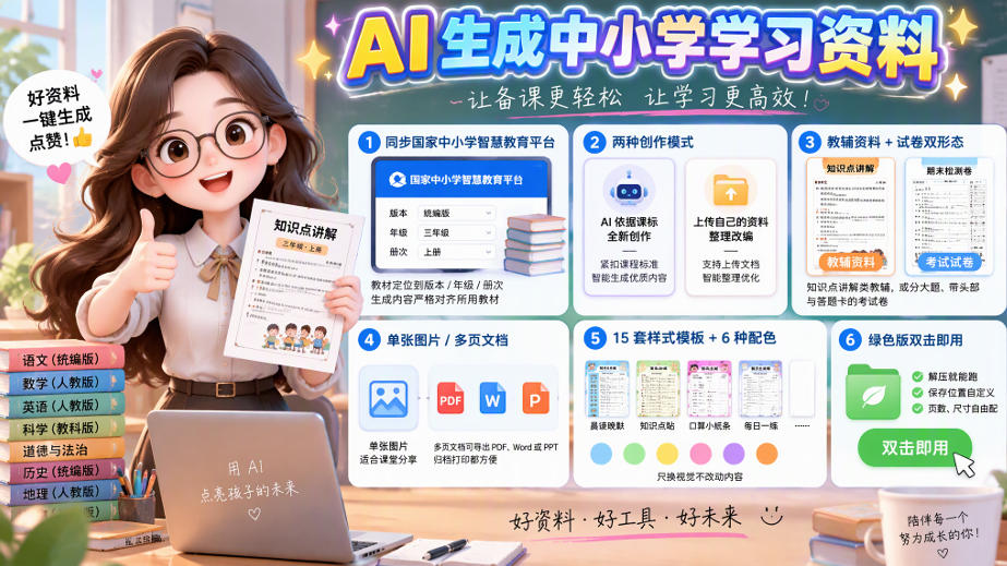 孩子的教辅别再乱买了：同步国家中小学智慧平台，AI一键生成图文教辅和试卷-91副业网