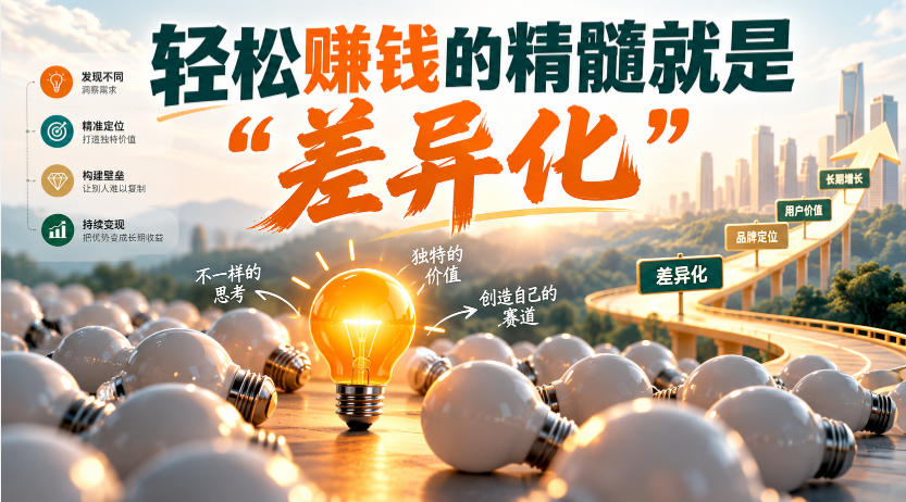 某公众号付费文章：轻松賺钱的精髓就是“差异化”-91副业网