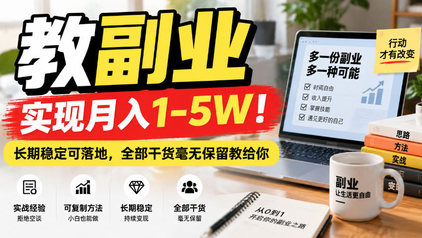 “教副业”实现月入1-5W！长期稳定可落地，全部干货毫无保留教给你【揭秘】-91副业网