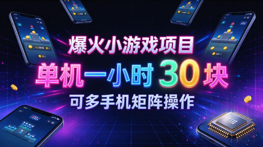 爆火小游戏撸金项目，实测单机一小时30+，可多手机矩阵操作，新手看完一遍就能上手【揭秘】-91副业网