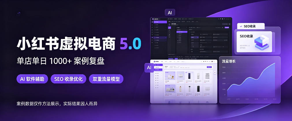 小红书虚拟电商5.0,单店单日1000+,AI软件+SEO收录,双重流量稳定出单【揭秘】-91副业网