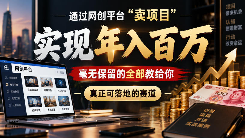 通过网创平台“卖项目”实现年入100w，毫无保留的全部教给你，真正可落地的赛道【揭秘】-91副业网