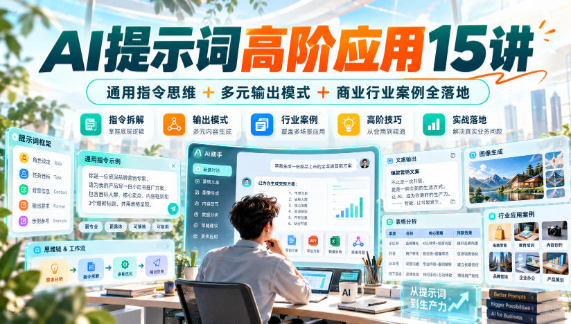 AI提示词高阶应用15讲｜通用指令思维+多元输出模式+商业行业案例全落地-91副业网
