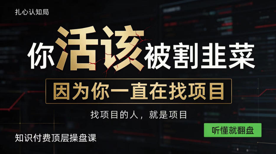 做项目不如卖项目，做知识付费自己当老板，知识付费顶层操盘课，听懂就翻盘【揭秘】-91副业网