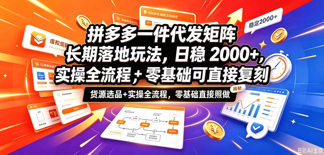 拼多多一件代发矩阵长期落地玩法，日稳入2k+，选品货源+实操全流程，零基础可直接复刻【拆解】-91副业网