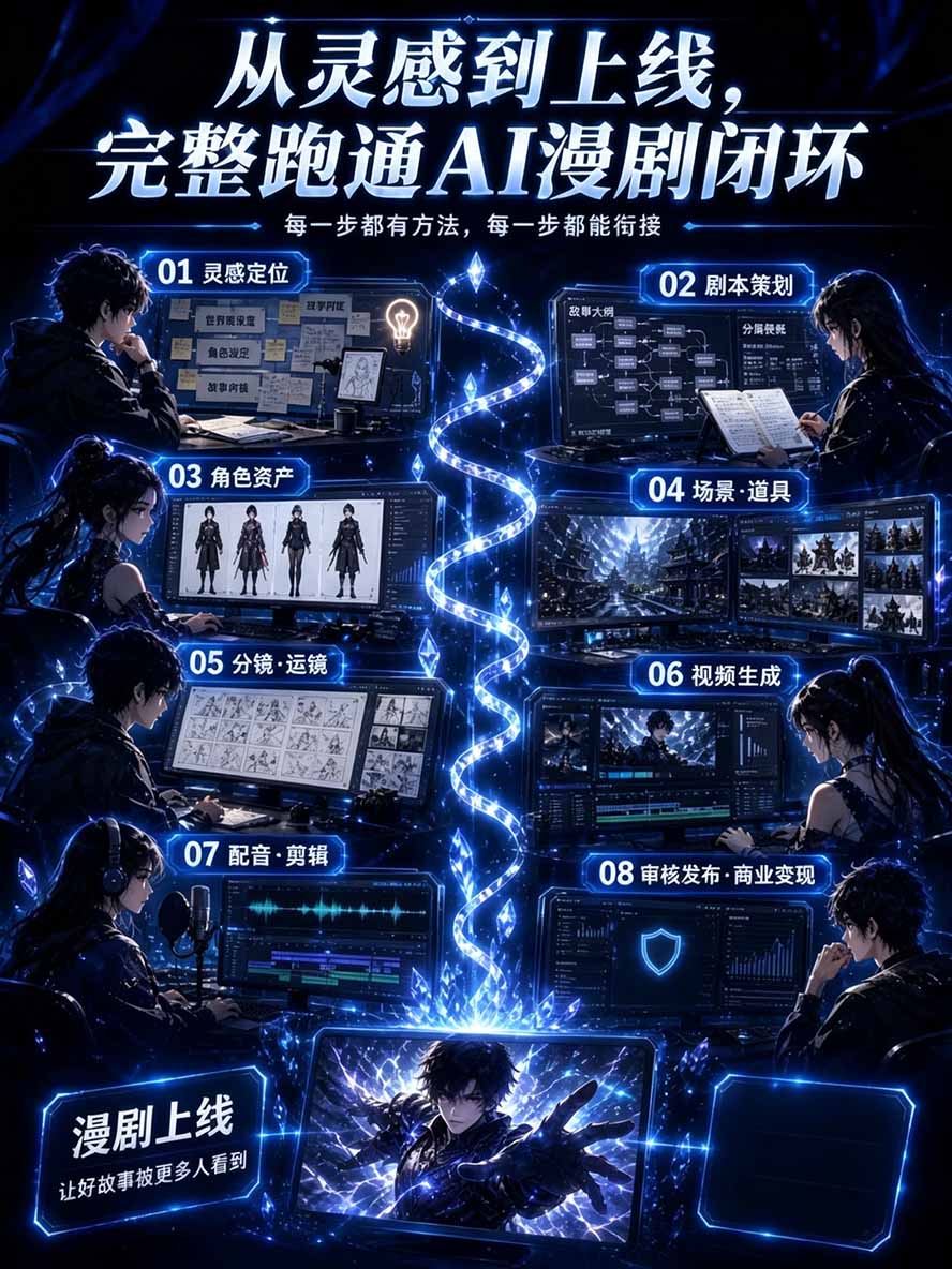 图片[2]-【无水印】2026AI漫剧创作与商业变现掘金营：打通选题→AI编剧→角色场景→自动分镜→视频生成→剪辑发布→运营变现-91副业网