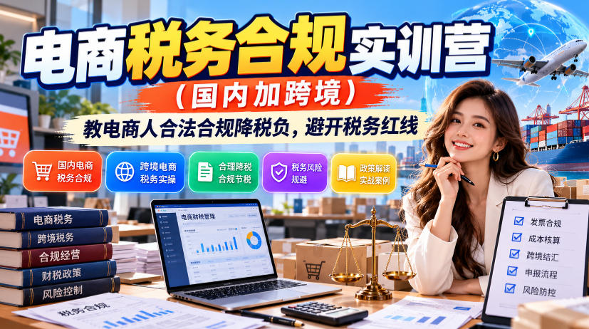 电商税务合规实训营(国内加跨境),教电商人合法合规降税负,避开税务红线-91副业网