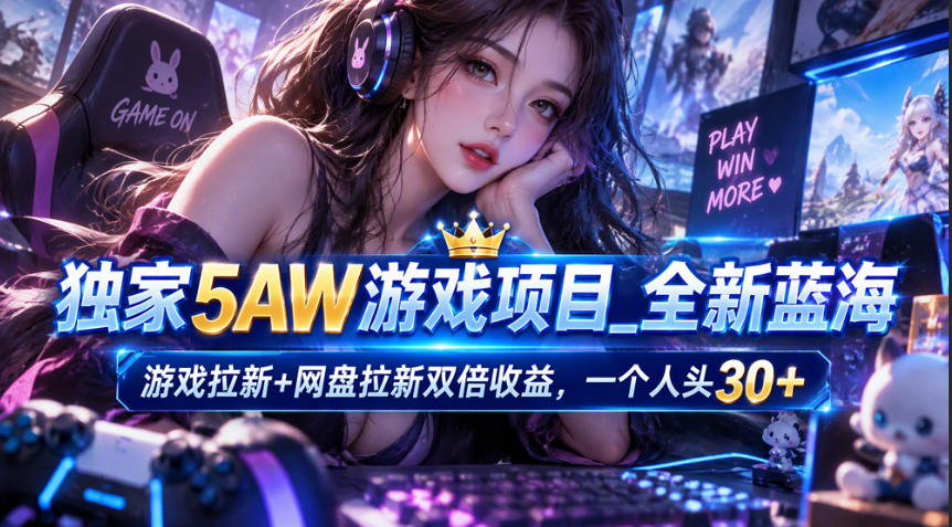 独家5AW游戏蓝海项目_游戏拉新+网盘拉新双倍收益，拉新一个30米-91副业网