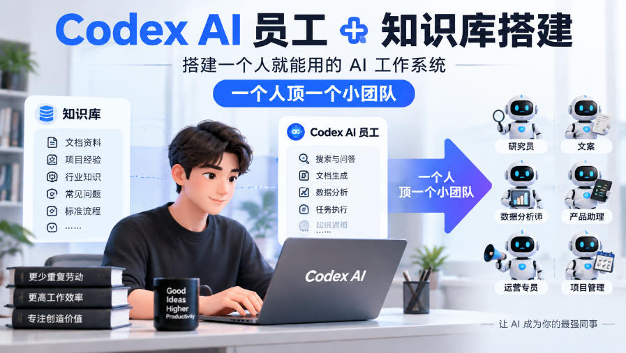Codex AI员工+知识库搭建，搭建一个人就能用的AI工作系统，一个人顶一个小团队-91副业网