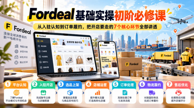 Fordeal基础实操初阶必修课，从入驻认知到订单履约，把开店要走的7个核心环节全部讲透-91副业网