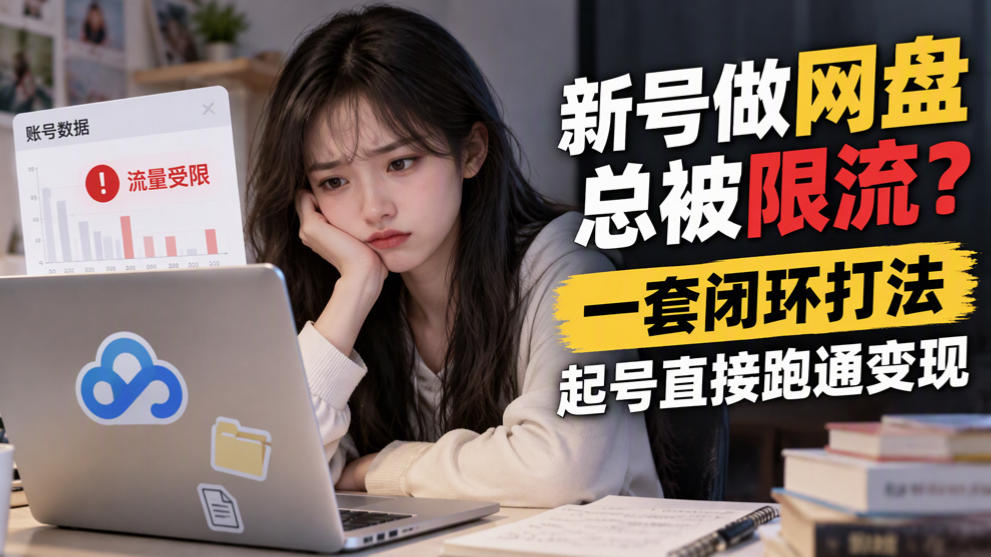 新号做网盘总被限流？一套闭环打法，起号直接跑通变现-91副业网