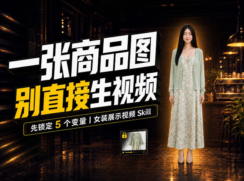 女装AI视频总翻车？问题不在提示词，女装展示视频Skill先锁定5个变量！-91副业网