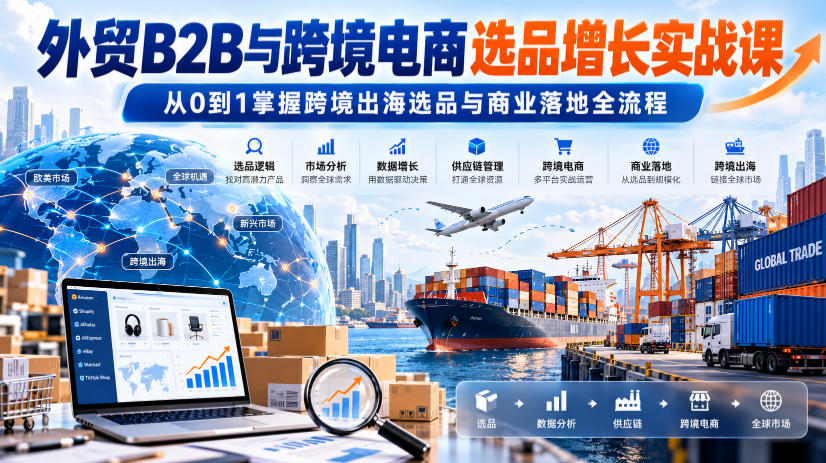 外贸B2B与跨境电商选品增长实战课,从0到1掌握跨境出海选品与商业落地全流程-91副业网