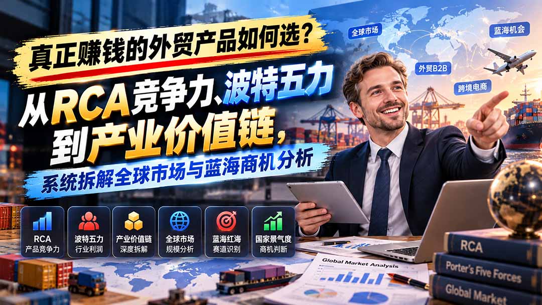 真正赚钱的外贸B2B产品如何选？从RCA竞争力、波特五力到产业价值链，系统拆解全球市场与蓝海商机分析-91副业网