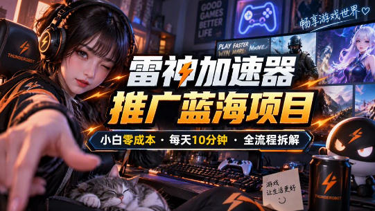 雷神加速器推广5.0实操教程：口令图文玩法全流程拆解(零成本·每天10分钟)-91副业网