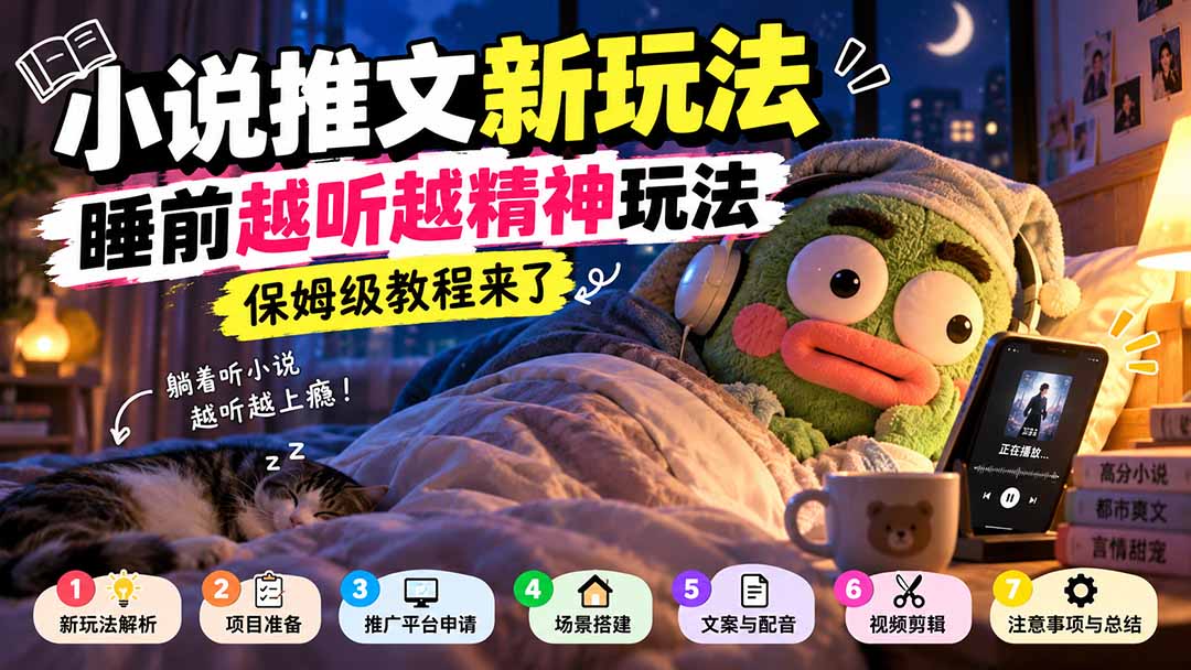 小说推文新玩法，睡前越听越精神玩法，保姆级教程来了-91副业网