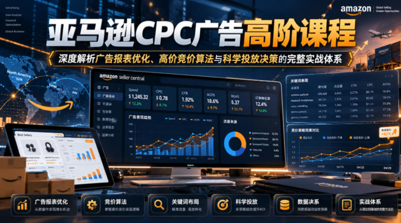 亚马逊CPC广告高阶课程，深度解析广告报表优化、高价竞价算法与科学投放决策的完整实战体系-91副业网