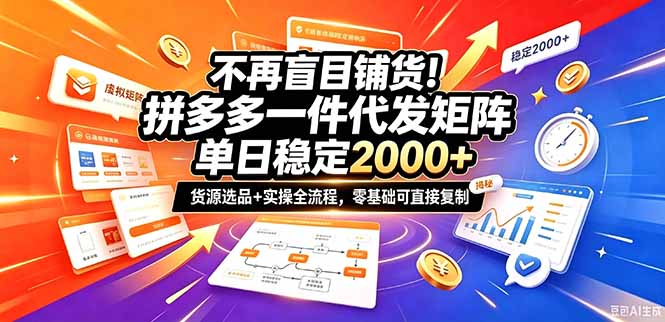 不再盲目铺货！拼多多一件代发矩阵落地攻略，提供优质货源店铺运营全流程，零基础可直接复制-91副业网