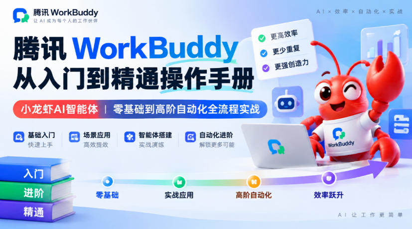 腾讯WorkBuddy从入门到精通操作手册｜小龙虾AI智能体，零基础到高阶自动化全流程实战【文档】-91副业网
