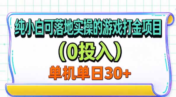 纯小白可落地实操的游戏打金项目(0投入-91副业网