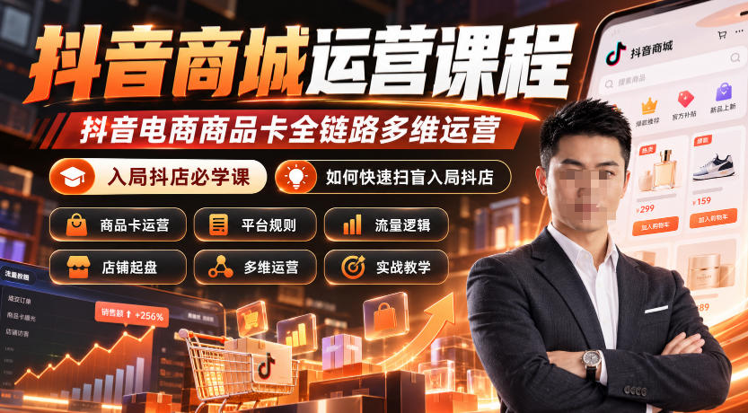 抖音商城运营课程，抖音电商商品卡全链路多维运营，入局抖店必学课， 如何快速扫盲入局抖店(更新1017)-91副业网