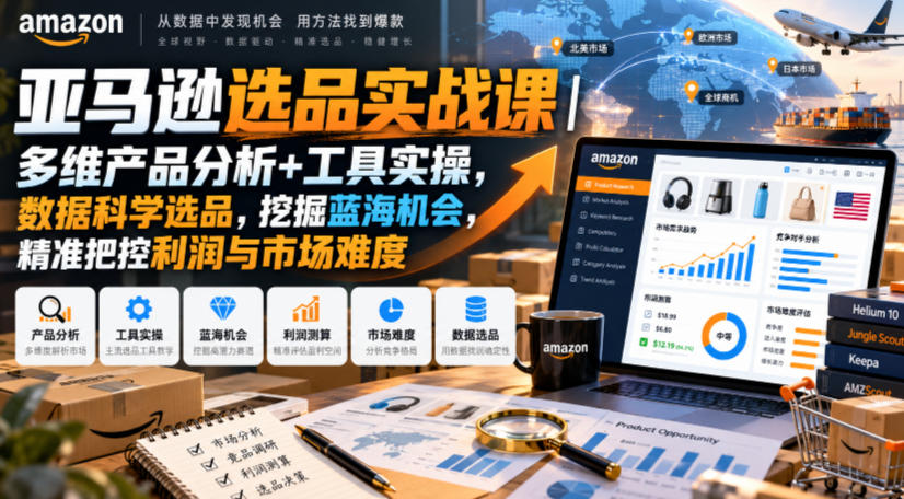 亚马逊选品实战课｜多维产品分析+工具实操，数据科学选品，挖掘蓝海机会，精准把控利润与市场难度-91副业网
