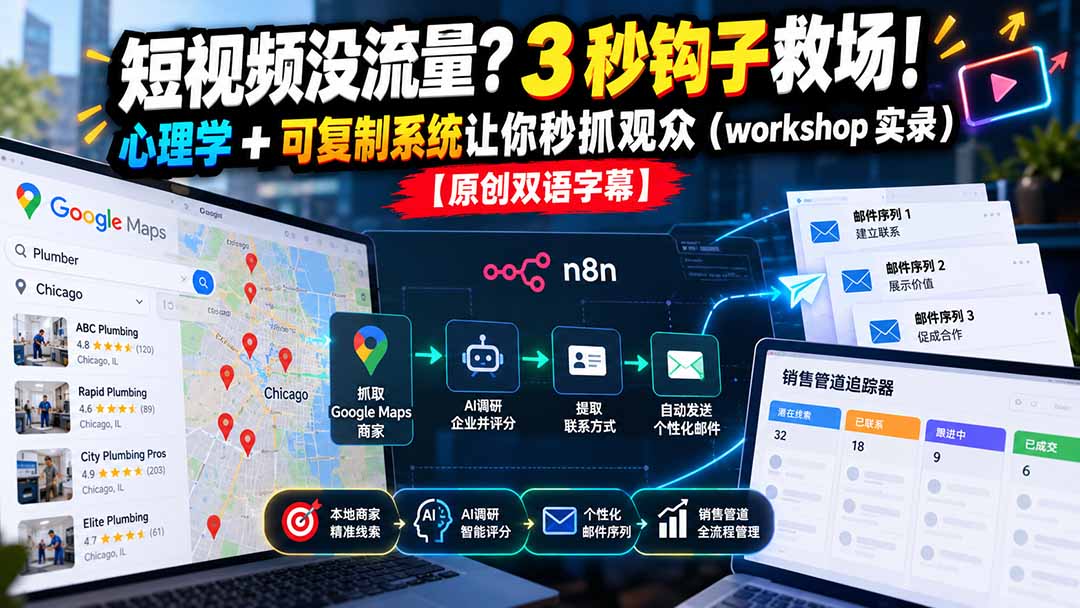 短视频没流量？3 秒钩子救场！心理学 + 可复制系统让你秒抓观众(workshop 实录-91副业网