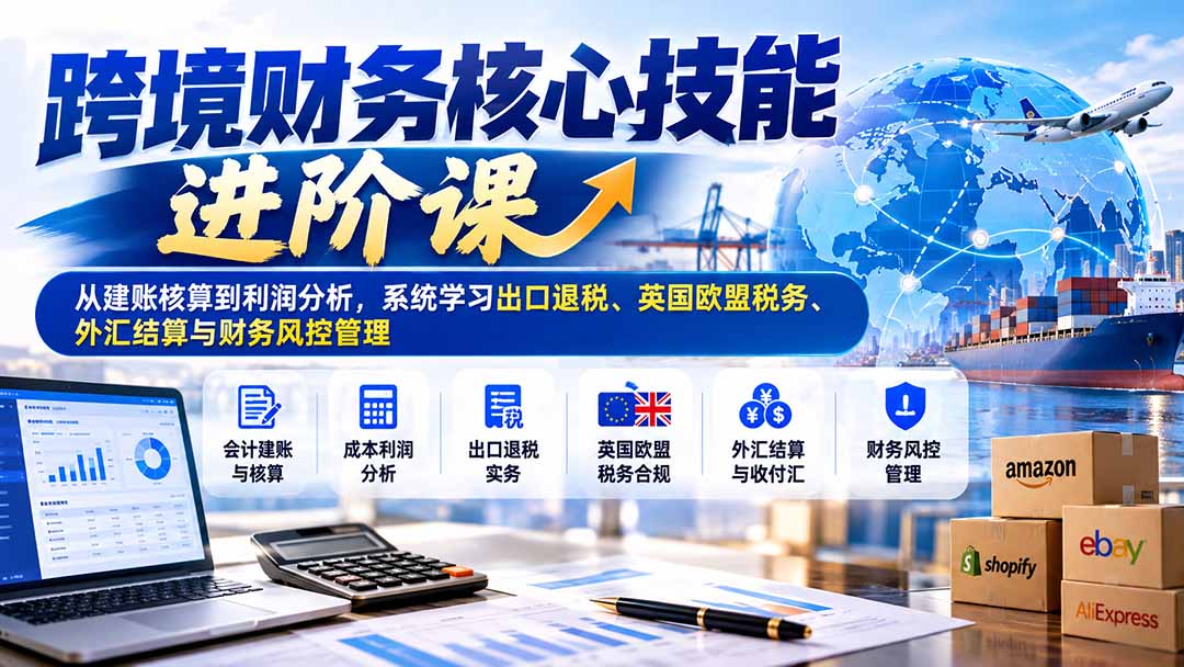 跨境财务核心技能进阶课：从建账核算到利润分析，系统学习出口退税、英国欧盟税务、外汇结算与财务风控管理-91副业网