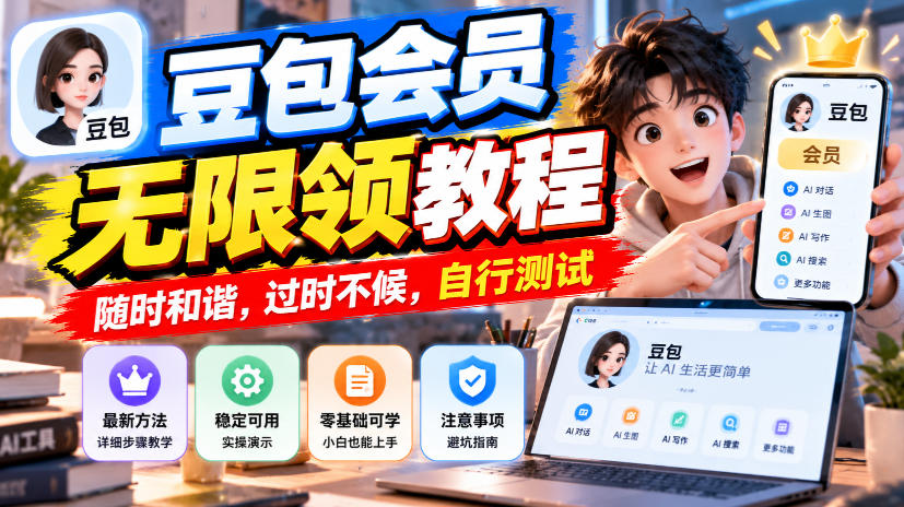 豆包会员无限领教程，随时和谐，过时不候，自行测试-91副业网