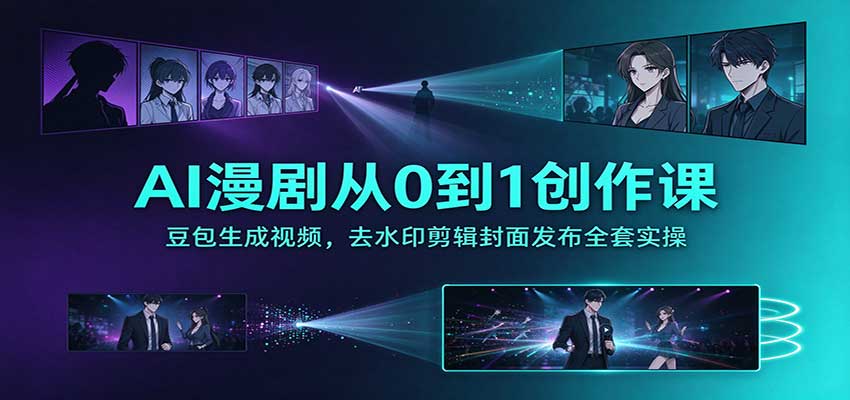 AI漫剧从0到1创作课：豆包生成视频，去水印剪辑封面发布全套实操-91副业网
