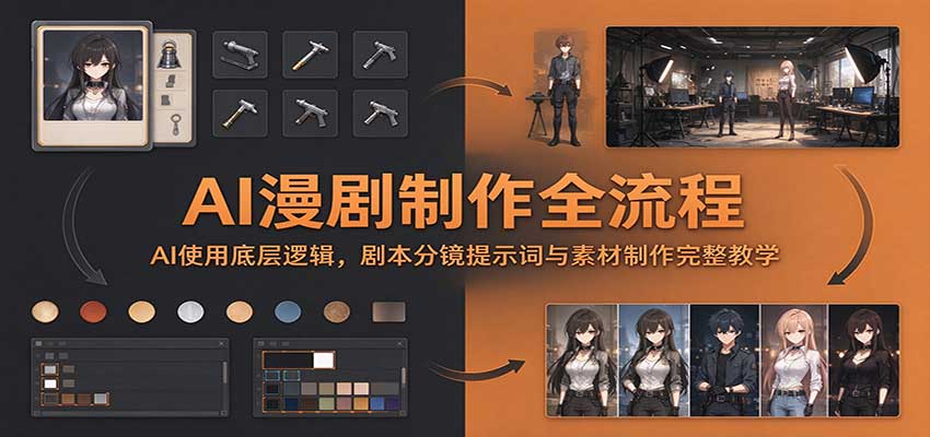 AI漫剧制作全流程：AI使用底层逻辑，剧本分镜提示词与素材制作完整教学-91副业网