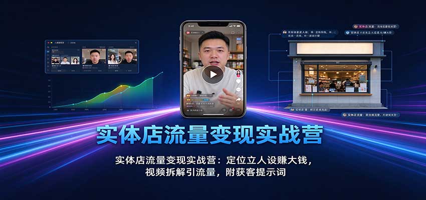 实体店流量变现实战营：定位立人设赚大钱，视频拆解引流量，附获客提示词-91副业网