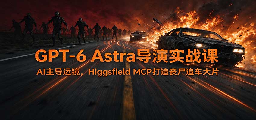 GPT-6 Astra导演实战课：AI主导运镜，Higgsfield MCP打造丧尸追车大片-91副业网