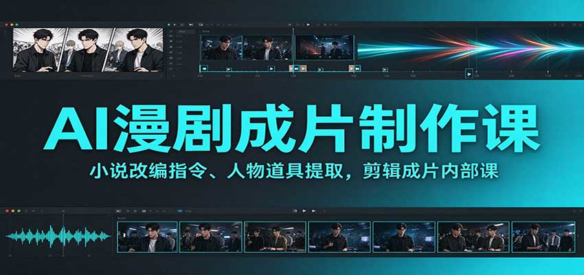 AI漫剧成片制作课：小说改编指令、人物道具提取，剪辑成片全流程-91副业网