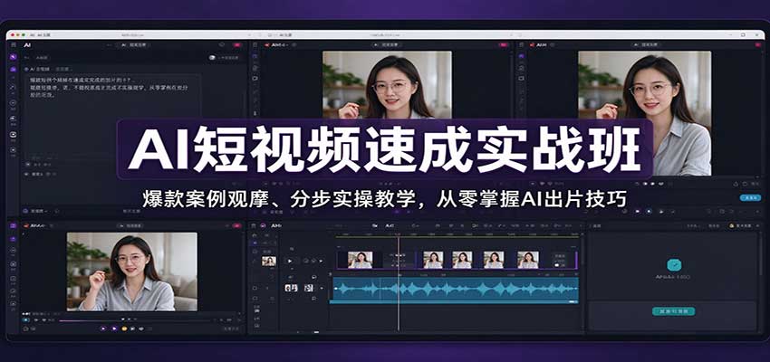 AI短视频速成实战班：爆款案例观摩、分步实操教学，从零掌握AI出片技巧-91副业网