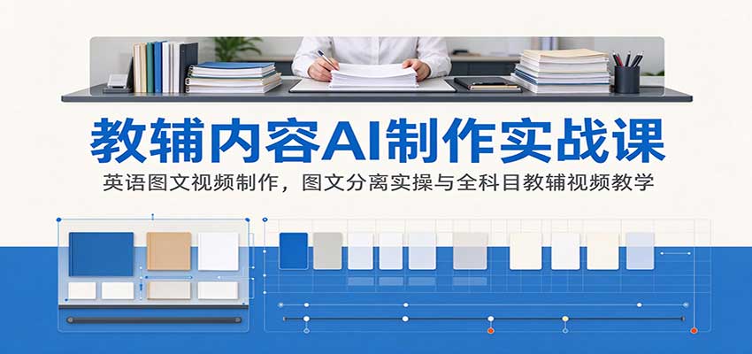 AI制作教辅内容实战课：英语图文视频制作，图文分离实操与全科目教辅视频教学-91副业网
