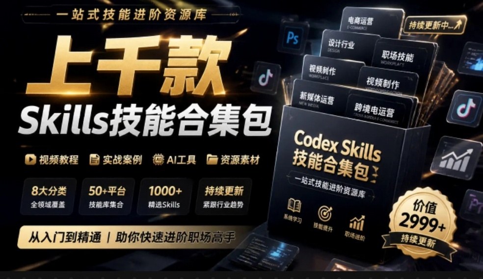 真值得收藏了，这次！上千款AI Skills技能直接被人打包好了，给AI工具备下了一整间技能商店-91副业网