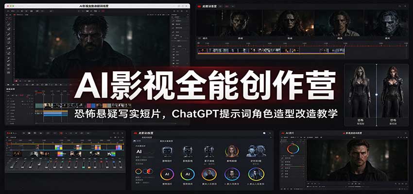 AI影视全能创作营：恐怖悬疑写实短片，ChatGPT提示词角色造型改造教学-91副业网